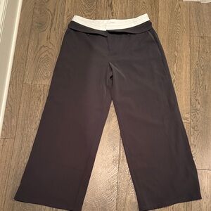 Peppermayo Black Wide-Leg Pants with White Waistband